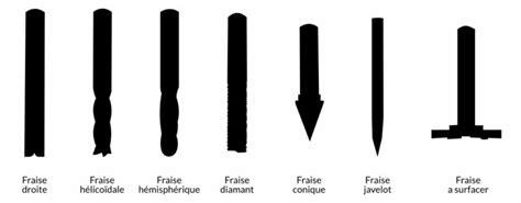 Illustration des différents types de fraises pour motobineuses