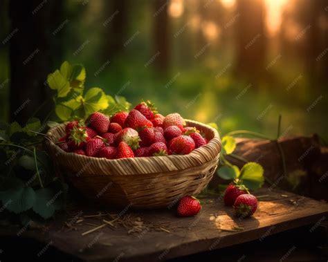 Gros plan sur une fraise fraîchement cueillie dans un panier en osier