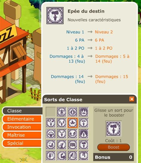 Organisation des sorts de boost Dofus
