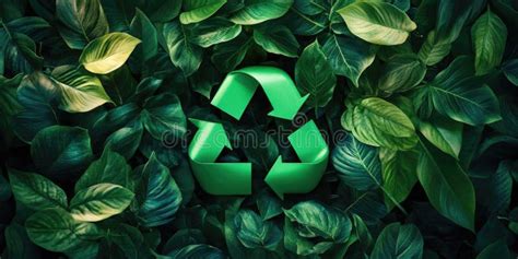 Symbole de recyclage entouré de feuilles vertes