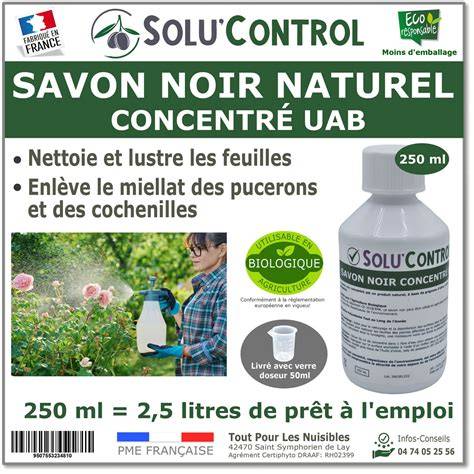 Flacon d'huile de colza et savon noir pour préparation d'insecticide