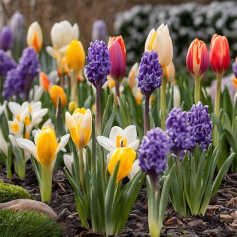 Assortiment de bulbes de printemps prêts à être plantés
