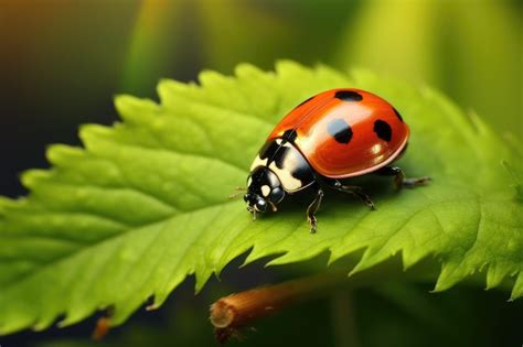 Une coccinelle sur une feuille