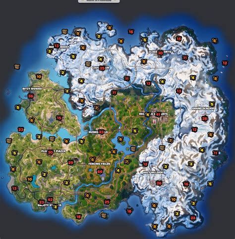 Fortnite map with chest locations