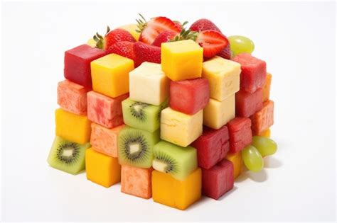 Une grille colorée de cubes de fruits en cours de match-3