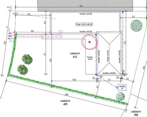 Plan de masse avec distances de plantation