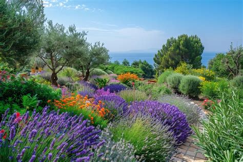 jardin méditerranéen avec couvre-sols variés