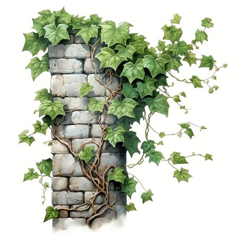 Illustration d'un lierre grimpant sur un mur en pierre