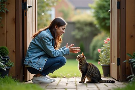 Propriétaire brossant son chat à la maison