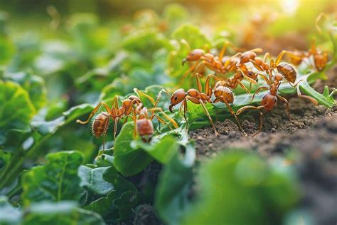 Fourmis dans un potager