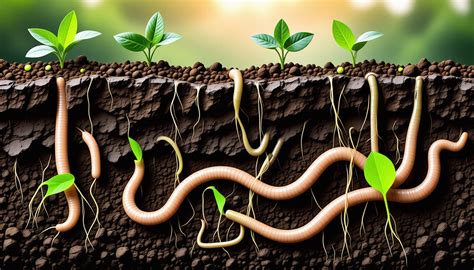 Vers de terre creusant des galeries dans le sol