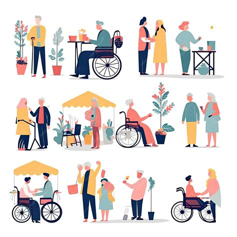 personnes âgées et handicapées échangeant autour de plantes