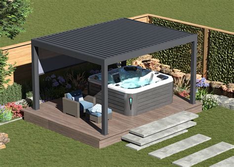 Espace détente avec spa et pergola