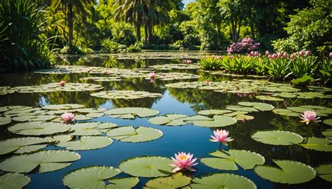 Bassin de jardin avec nénuphars