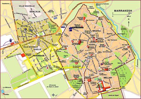 Plan détaillé de la Médina de Marrakech montrant l'emplacement du Riad près de la place Jemaa el-Fna