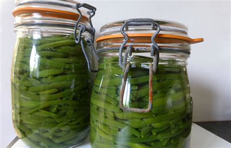 Bocaux de haricots verts stérilisés