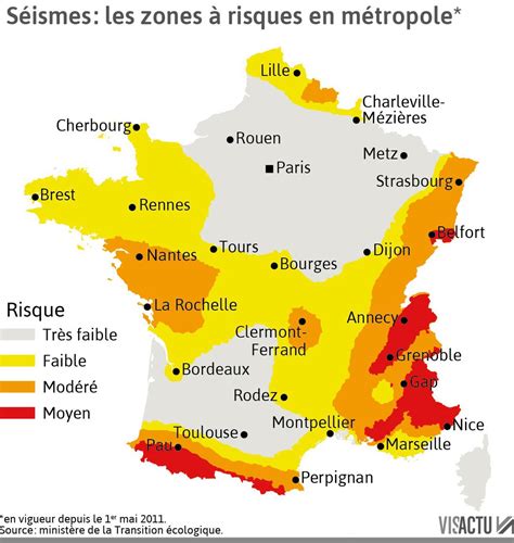 Carte des zones à risque de tornades en Amérique du Nord