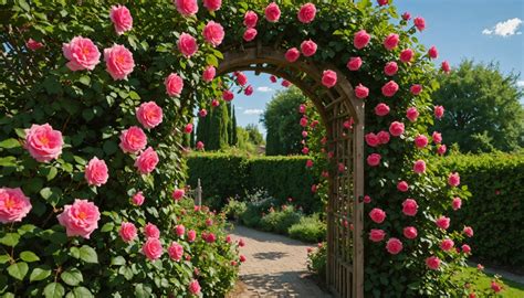 Rosier grimpant sain et fleuri
