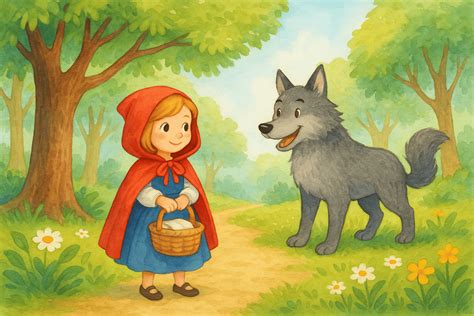 Illustration d'une scène de conte fantastique racontée par des enfants