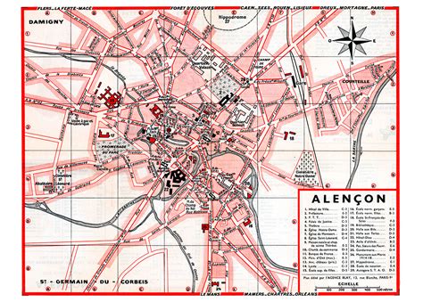 Carte d'Alençon avec des marqueurs de services de jardinage