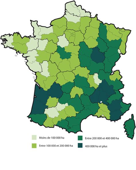 carte des forêts publiques et privées en France