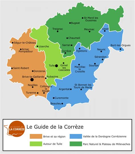 Carte de la Corrèze avec les zones de compétence des autorités pour les nuisances sonores