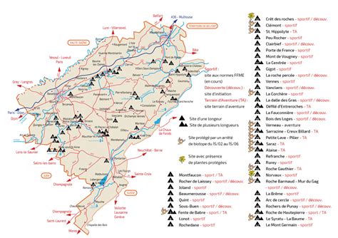 Carte des sites d'escalade en France