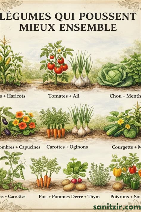 Infographie sur le compagnonnage : quelles plantes associer au potager