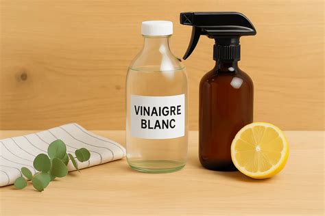 bouteilles de vinaigre blanc et d'autres désherbants naturels