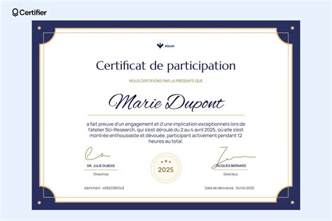 Exemple de certificat avec une bordure décorative