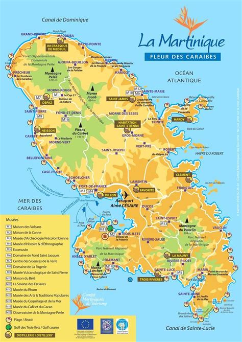 Carte de la Martinique avec les principales attractions