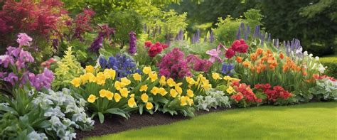 Un jardin printanier rempli de tulipes et de narcisses colorés