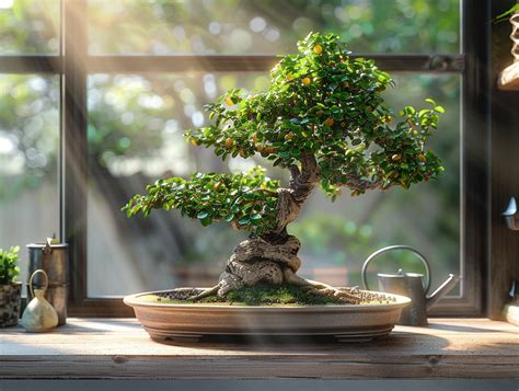 Un bonsaï de chêne majestueux avec un tronc texturé dans un pot en céramique
