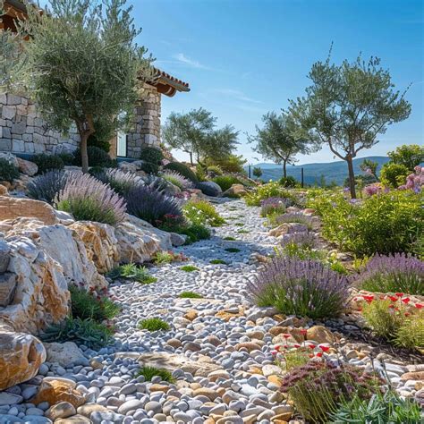 jardin méditerranéen durable avec diverses strates végétales