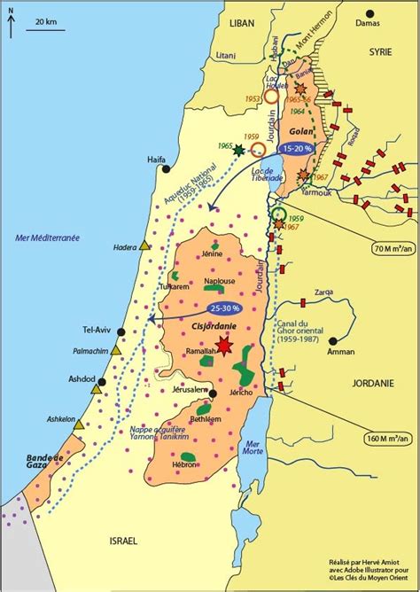 Carte de la Jordanie montrant la vallée du Jourdain et la mer Morte