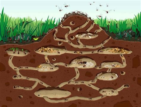 Illustration d'une colonie de fourmis dans un environnement naturel