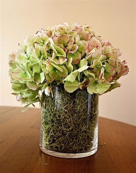 Hortensia artificiel noir dans un vase en verre minimaliste