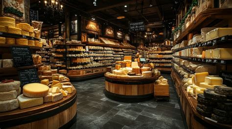 Shop interior with cheese
