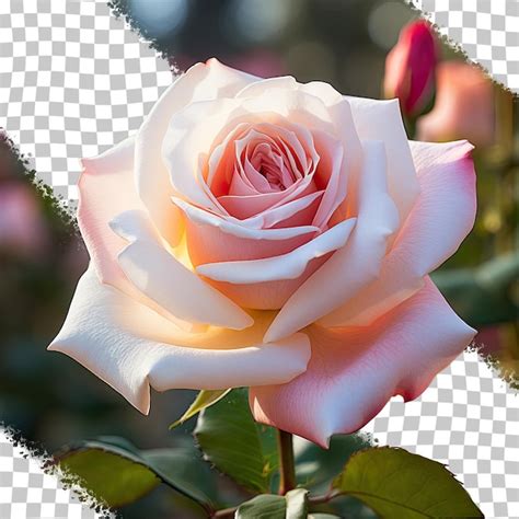 Gros plan sur une rose blanche aux reflets roses