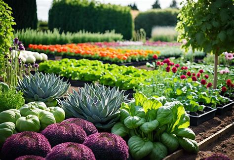Photo montrant une harmonie réussie entre fleurs et légumes dans un jardin potager