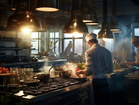 Jeune homme travaillant dans une cuisine de restaurant