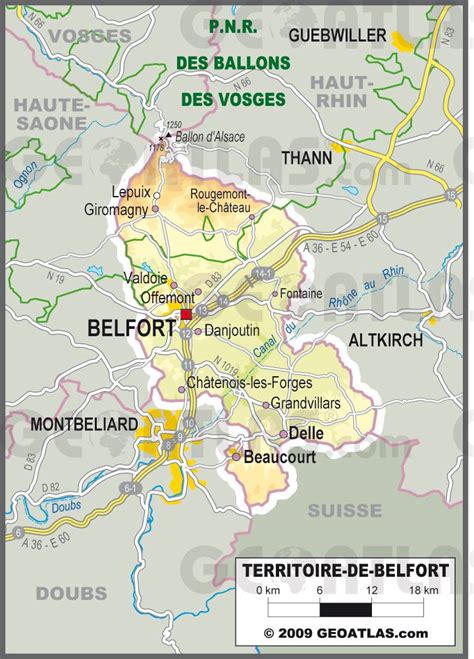 Carte de la région du Territoire de Belfort
