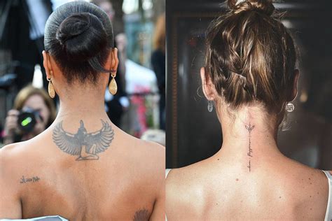 tatouage hibiscus délicat sur la nuque d'une femme