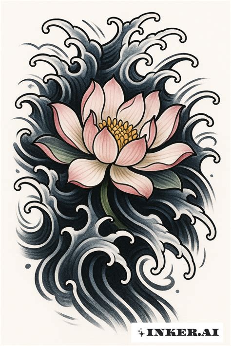 composition irezumi fleurs et vagues