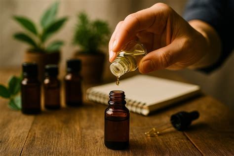Schéma de préparation d'un mélange d'huiles essentielles pour plantes