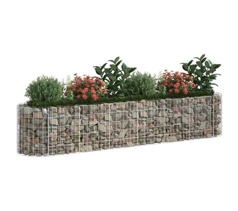 jardinière gabion remplie de fleurs