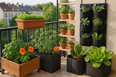 Diversité de contenants pour potager en balcon