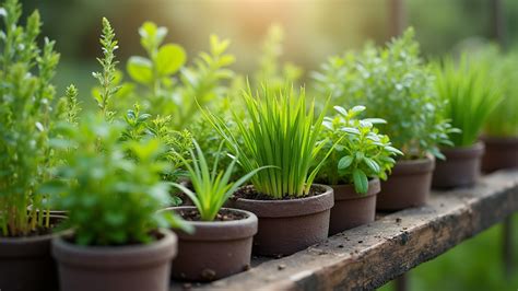 Assortiment d'herbes aromatiques en pots