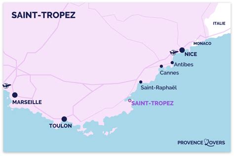 Carte de la région de Saint-Tropez avec les îles d'Or et le massif des Maures