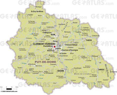Carte du Puy-de-Dôme avec les principales villes